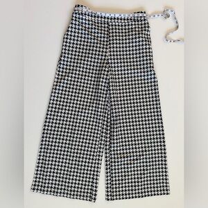 Oshoplive Black White Houndstooth Pull-On Wide Leg Cropped Pants XL Stretch